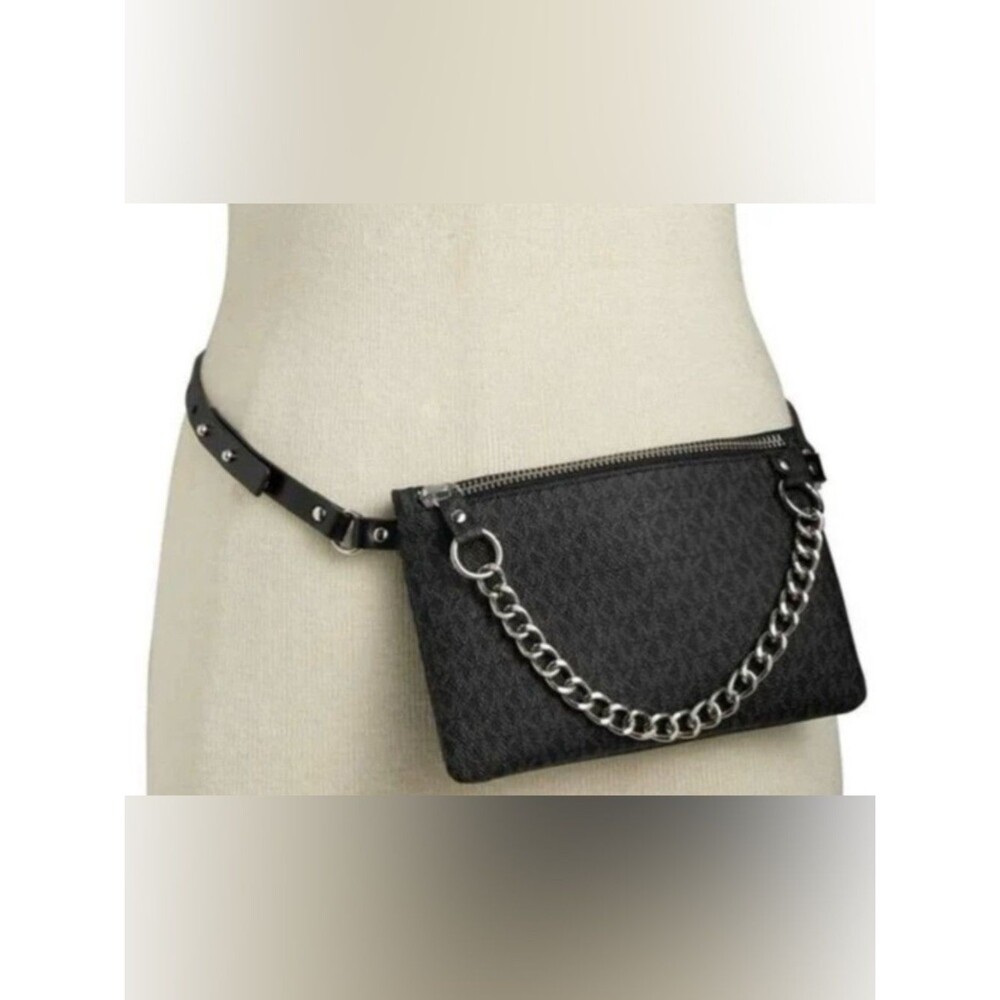 Michael Kors Black MK Signature Fanny Pack Belt Bag